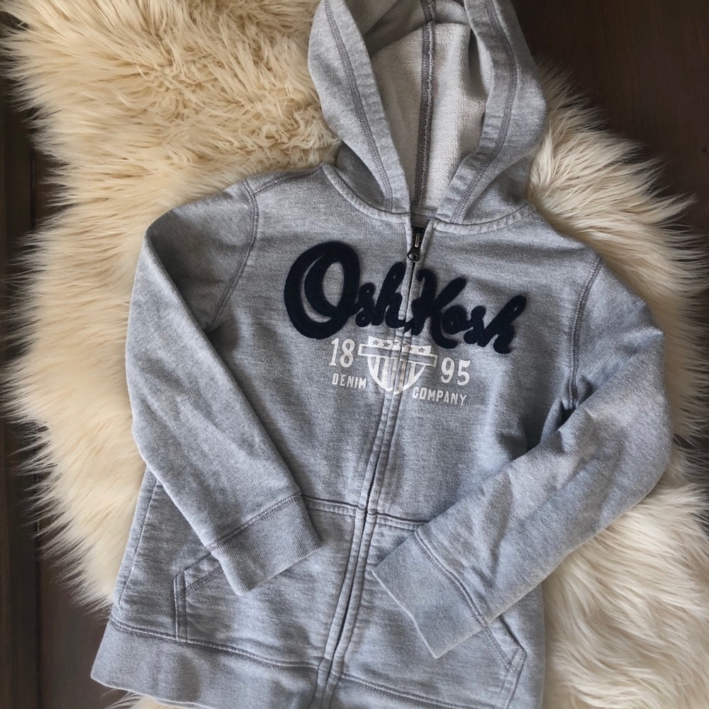 OshKosh boys Grey zip up Hoodie size 6
